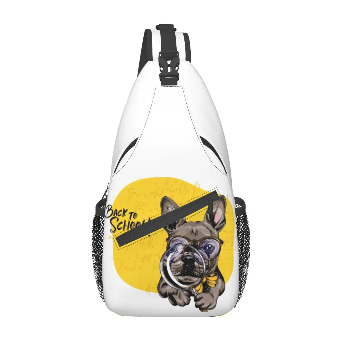 French Bulldog Back To School Small Sling Bag Peito Crossbody Shoulder Sling Mochila Caminhadas Viagem Daypacks Cute Dog Homens Mulheres