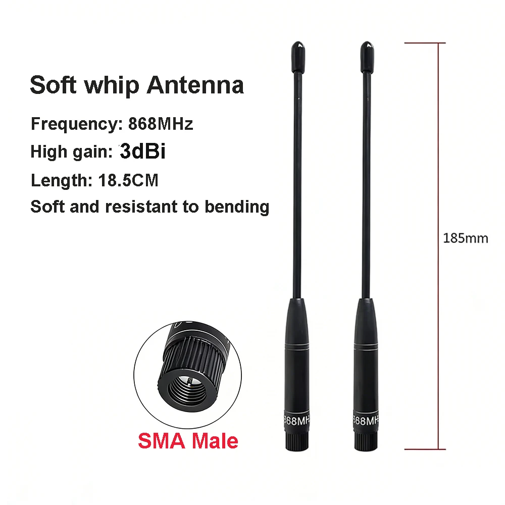 868MHz Antenna Soft Whip Lora Lorawan AV Meter Reading Module Omnidirectional 5dbi SMA Male Connector GSM 868 IOT Waterproof