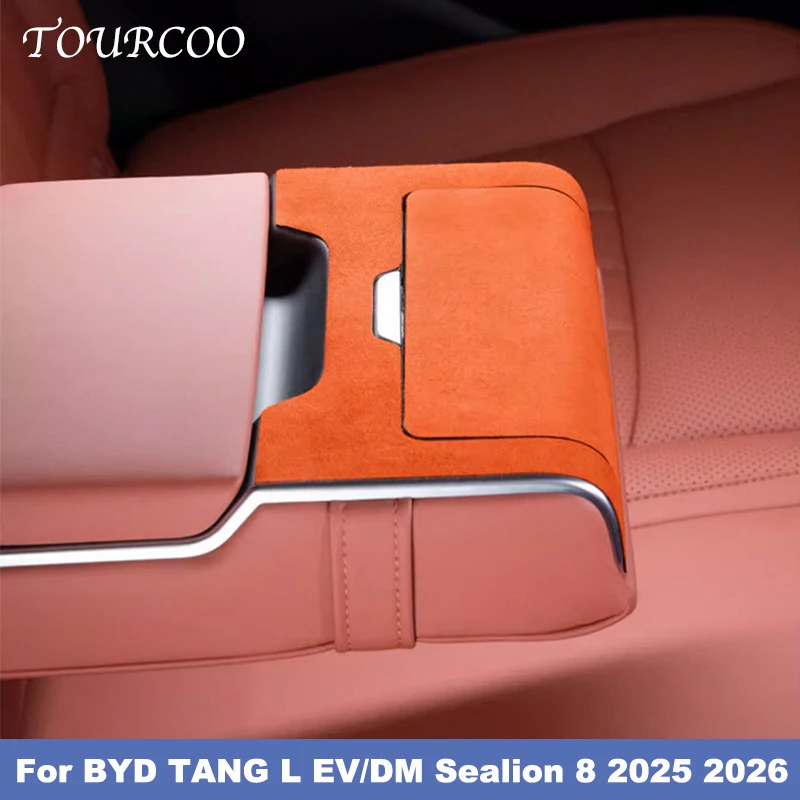 

For BYD TANG L EV/DM Sealion 8 2025 2026 Rear Armrest Cup Panel Suede Protective Sticker Alcantara Accessories