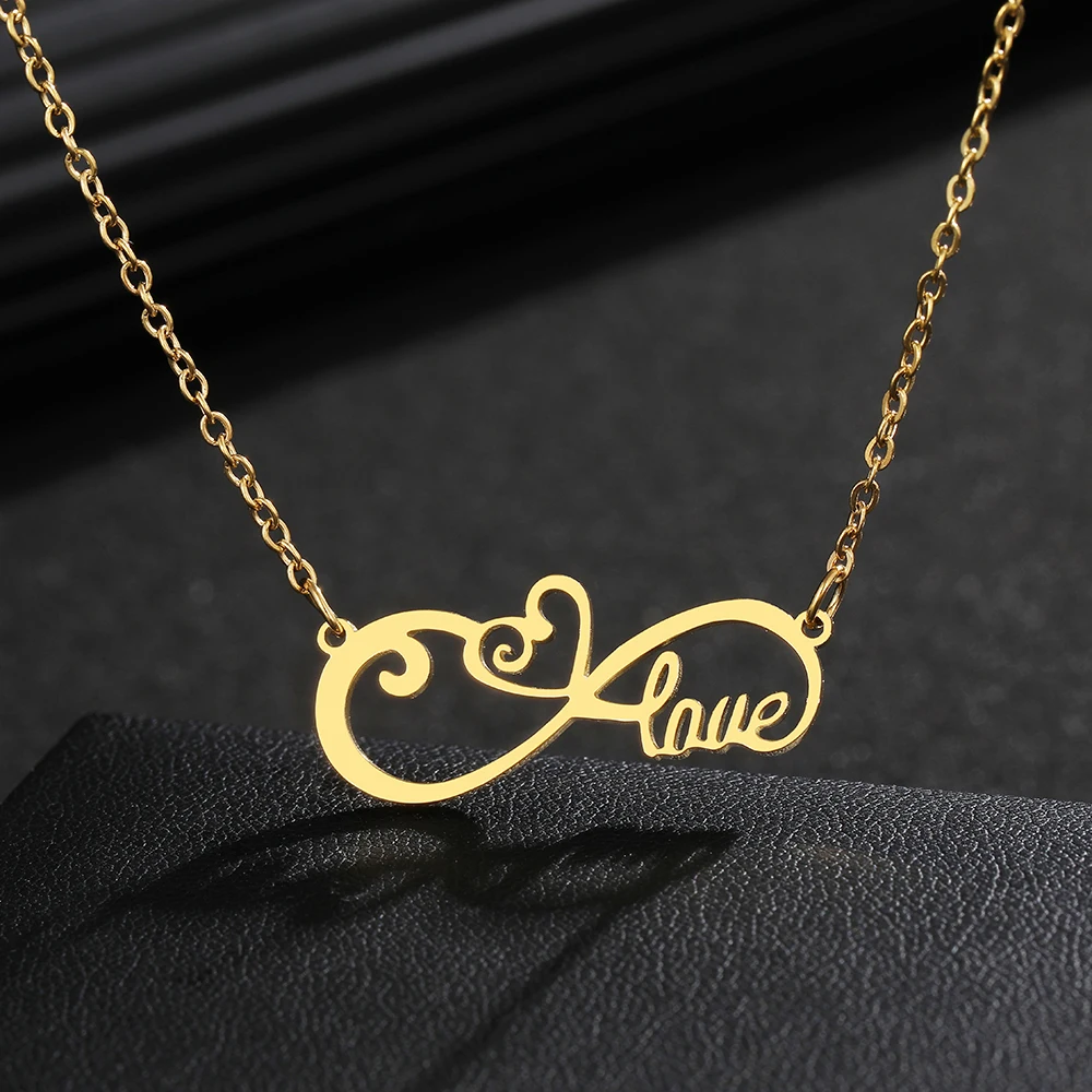 Stainless Steel Necklaces Infinity Symbol Spiral Heart Love Pendants Chains Choker Fashion Necklace For Women Jewelry Party Gift