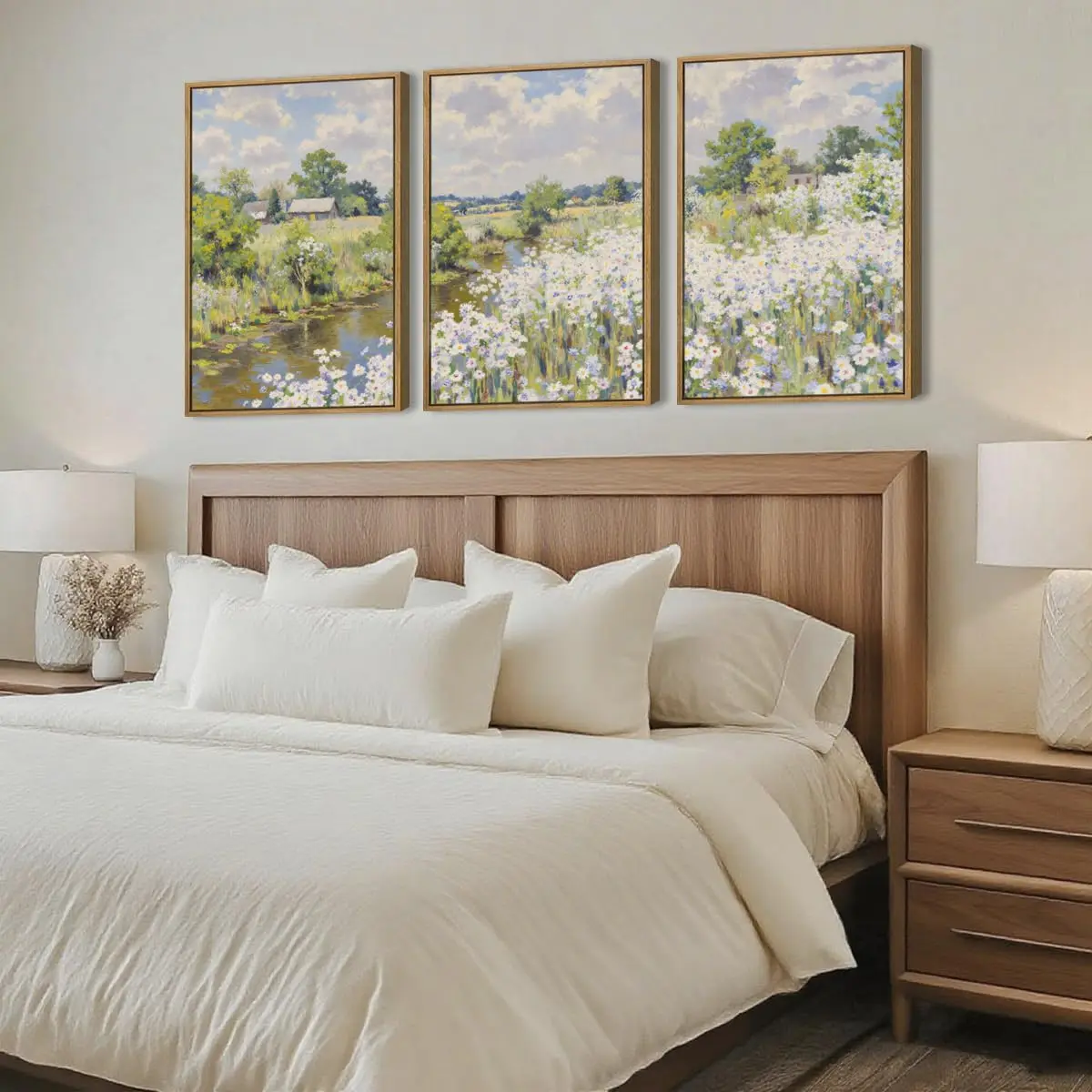 

3pcs Wildflower Wall Art, Rural Flower Wall Decoration Retro Landscape Art Living Room Bedroom, Bathroom, Home Decoration Prints