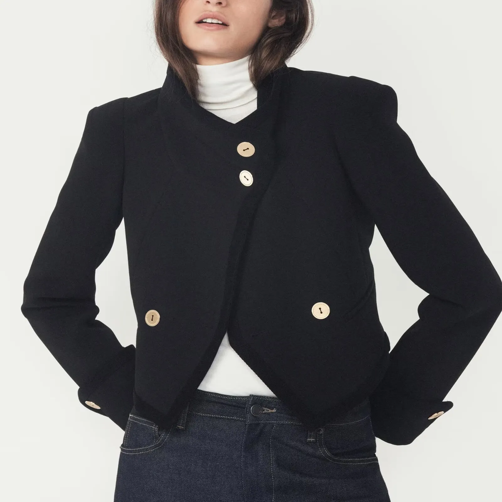 معطف نسائي من Faionable ort Jaet لخريف وشتاء وصل حديثًا بتصميم أزرار من ألياف البوليستر طويل Sve للتنقل