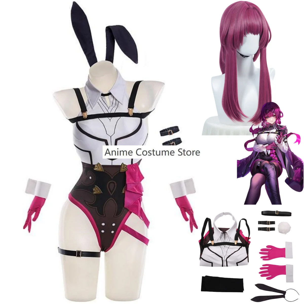 

Anime Game Honkai: Star Rail Kafka Cosplay Costume Wig Bunny Girls Jumpsuit Bikini Swimsuit Woman Sexy Carnival Halloween Suit