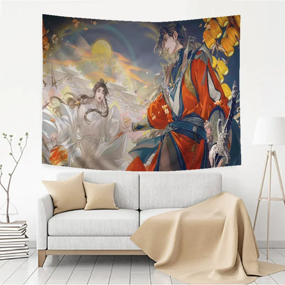 Tian guan ci fu Anime Anime Tapestry Hanging Tarot Hippie Wall Rugs Dorm Home Decor