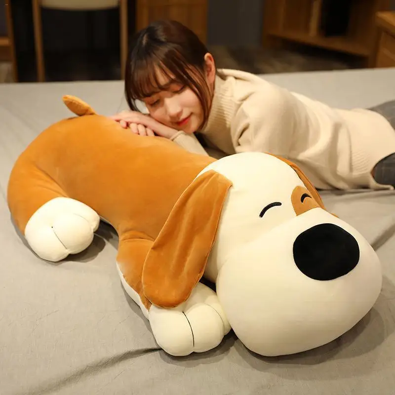 50cm Plush Cartoon Dog Lying Plush Stuffed Fluffy Dog Big Puppy Doll Lovely Animal Plush Pillow For Children Birthday Gift