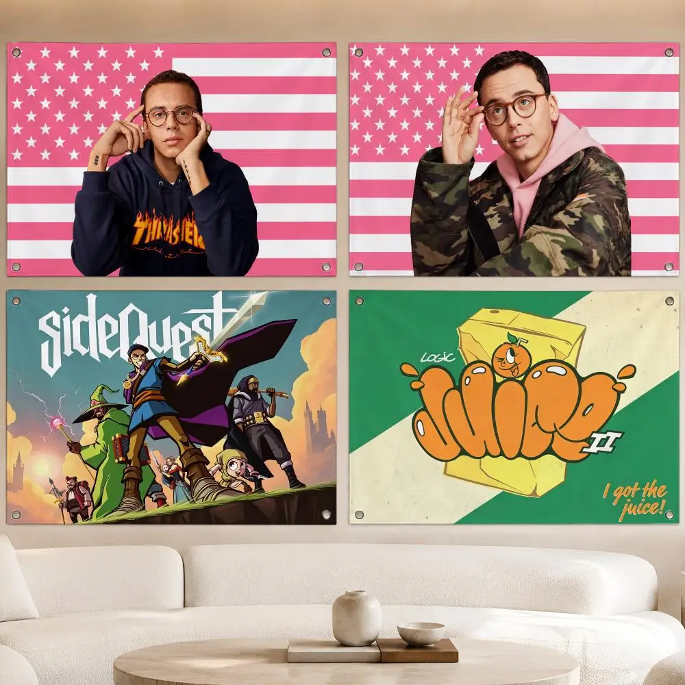 Music American Hip Hop Artist Logic Flags Fan Banner Tapestry Wall Hanging Garage BarDorm Camp Party Outdoor Home Decor Gift
