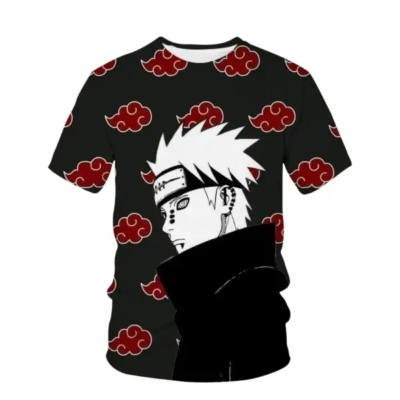 2026 New Japanese Anime Style Naruto Pain Akatsuki Crimson Cloud Theme Short-Sleeve T-Shirt, Unisex Versatile Style