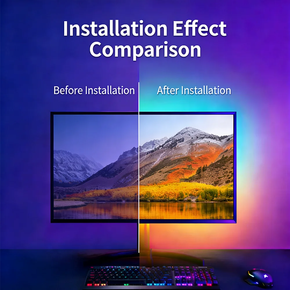 LED RGB Gaming Ambientebeleuchtung Flexible Silikon-Hintergrundbeleuchtung Intelligente Schreibtischleuchte Augenschutz LED-Lampe für Monitor Büro Lesen