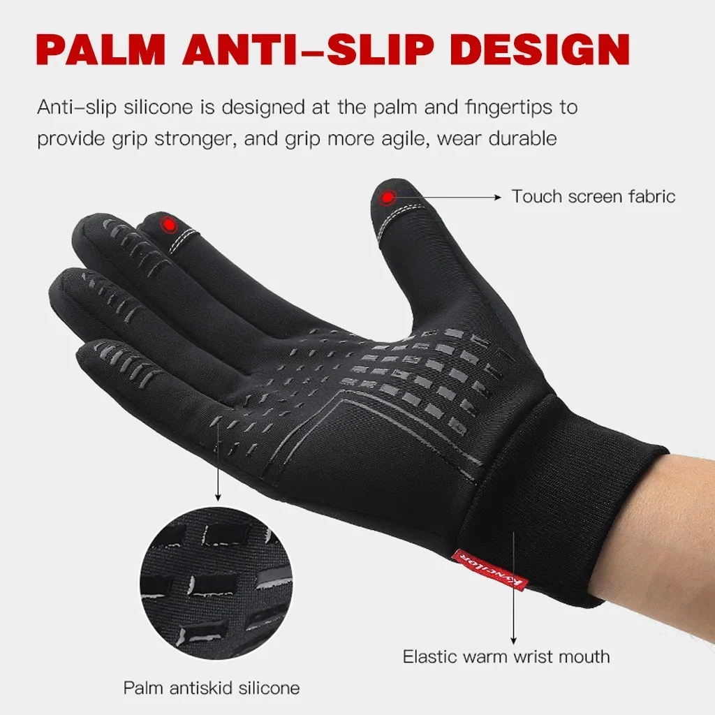 Autumn Winter Warm Men's Gloves Outdoor Cycling Sports Waterproof Touch Screen Glove For Men Women Plush Warm Slip-Proof Gloves