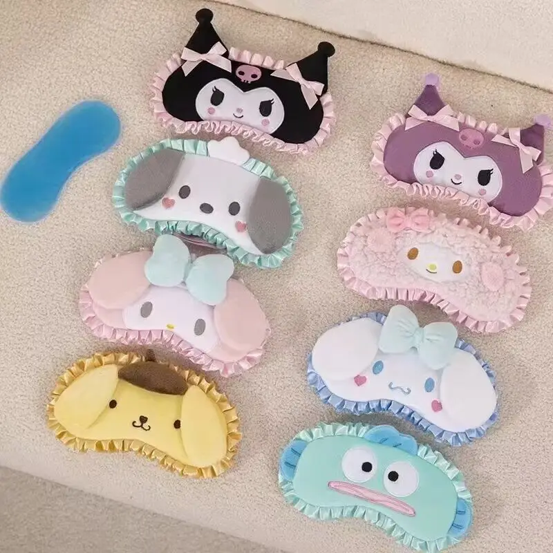 

Kawaii Kuromi Cartoon Sleep Mask Cute Cinnamoroll Eye Mask Light Blocking Blindfold Soft Fluffy Breathable Office Travel Gift