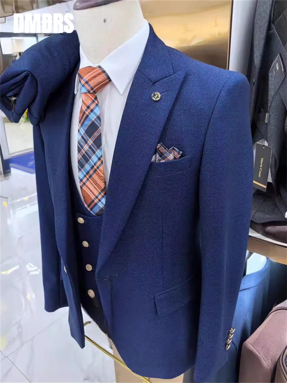 Abito da uomo di alta qualità 3 pezzi Set abito da sposa da uomo abito giacca di lusso pantaloni gilet formale solido giacche abiti da sposa