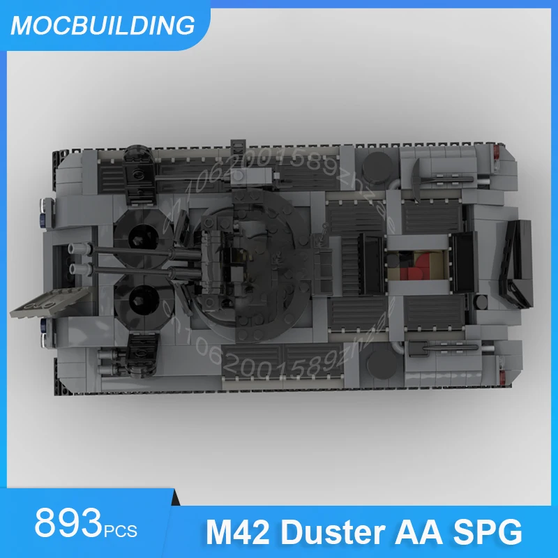 MOC Building Blocks M42 Duster AA SPG Tank 1:20 Scale Model DIY Assemble Bricks Creative Educational Military Toys Gifts 893PCS