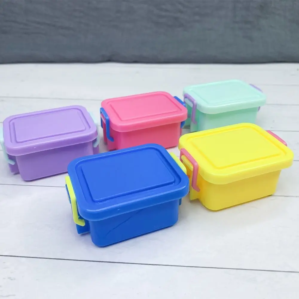 Plastic 1:12 Dollhouse Mini Storage Box Model Emulational Colorful Simulation Storage Bin with Cover Furniture Accessories