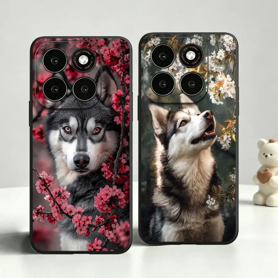 Funda para teléfono con diseño de lobo y flores de cerezo para Motorola Moto G22 86 G52 50 G53 G32 96 G60 75 G71 85 S50 G51 73 G50 55 Edge 20 30
