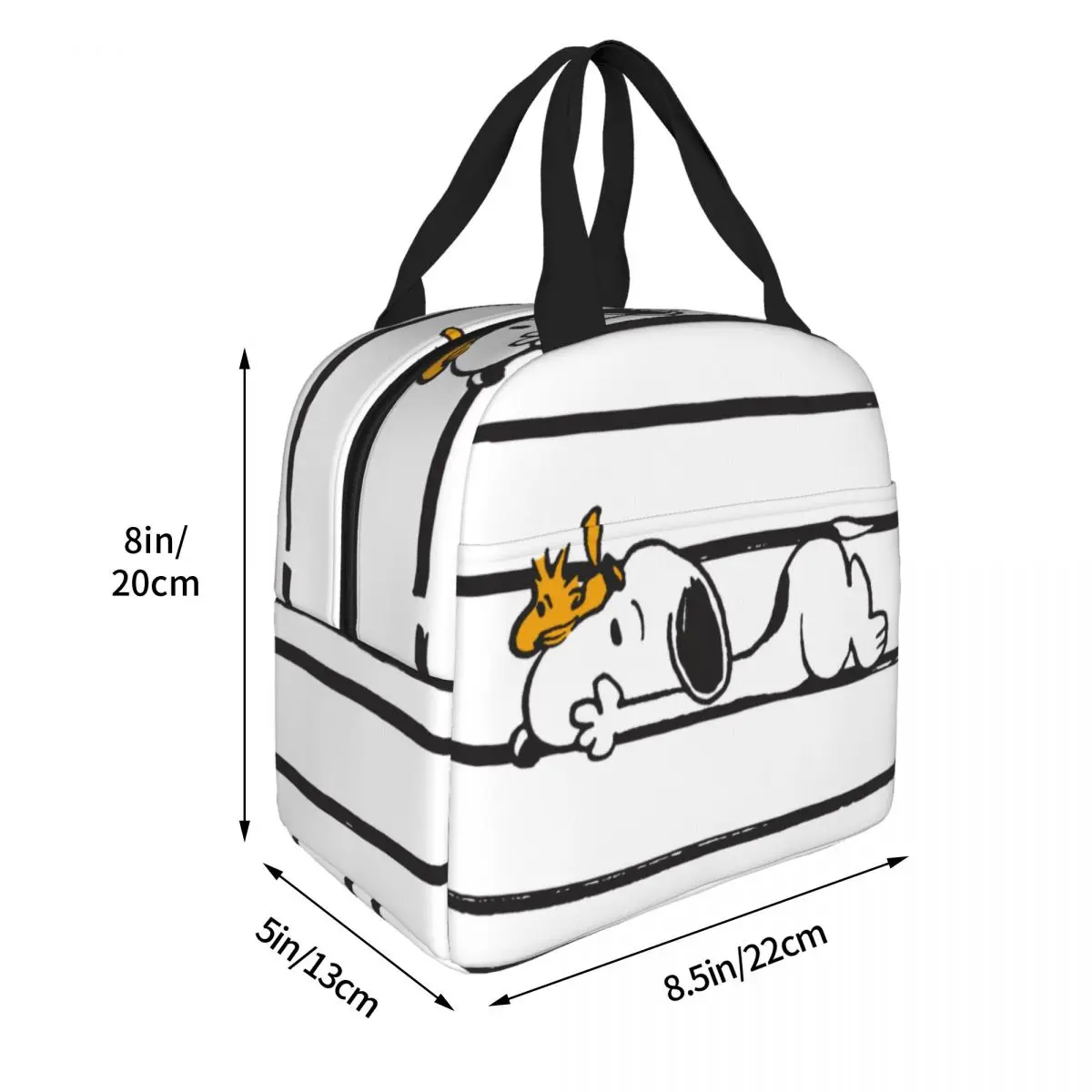 Snoopy Smile Giggle Laugh Insulated Lunch Bags Thermal Bag Reusable Leakproof Tote Lunch Box Food Storage Bags School Outdoor