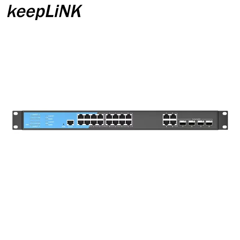 24 Ports 16-ports Enterprise Managed Network Switch with 4 Combo Ports Full Gigabit Transmission SNMP/CLI/Telnet