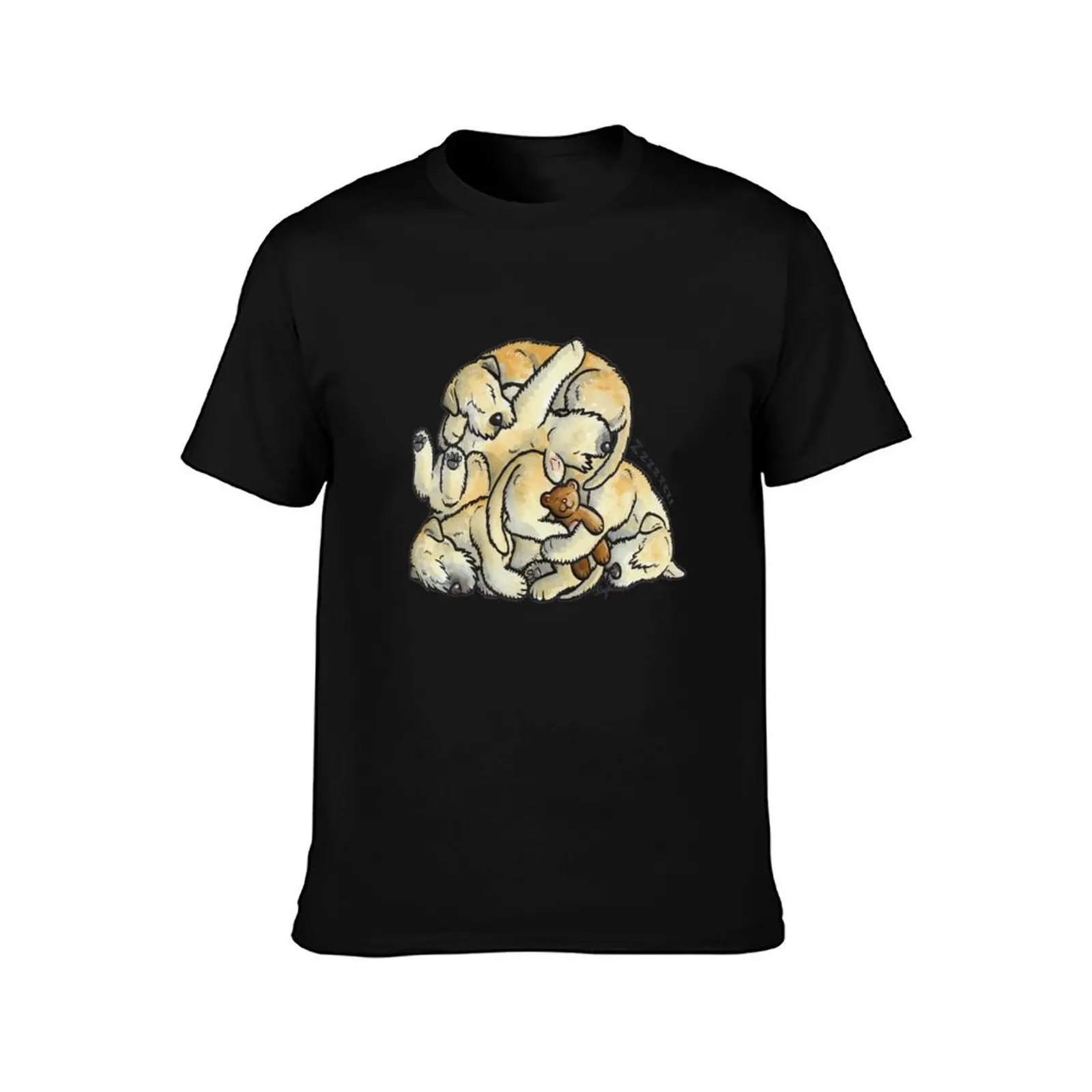 Soft Coated Wheaten Terrier - sleeping pile T-Shirt t shirts for man pack cotton T-Shirt