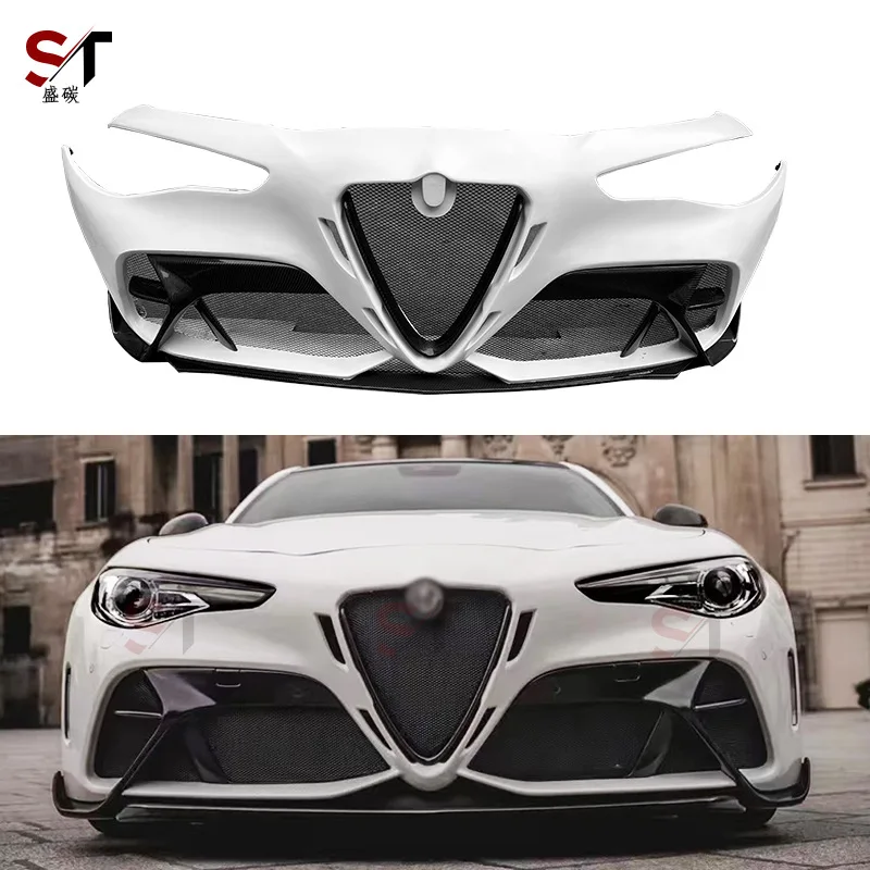 

Suitable for Alpha coefficient Romeo giulia front bumper upgraded modified GTAM front bumper carbon fiber surround