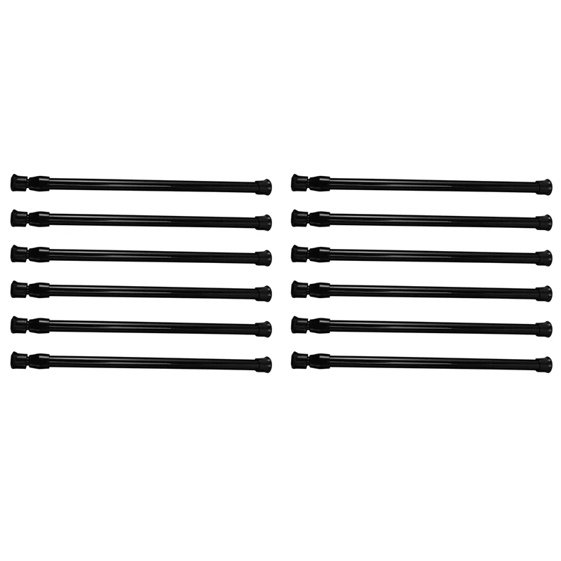 Small Tension Rods For Cabinets Cupboard Bars For RV Closets Refrigerator, Spring Rods 11.8 To 19.6 Inches, 12 Packs