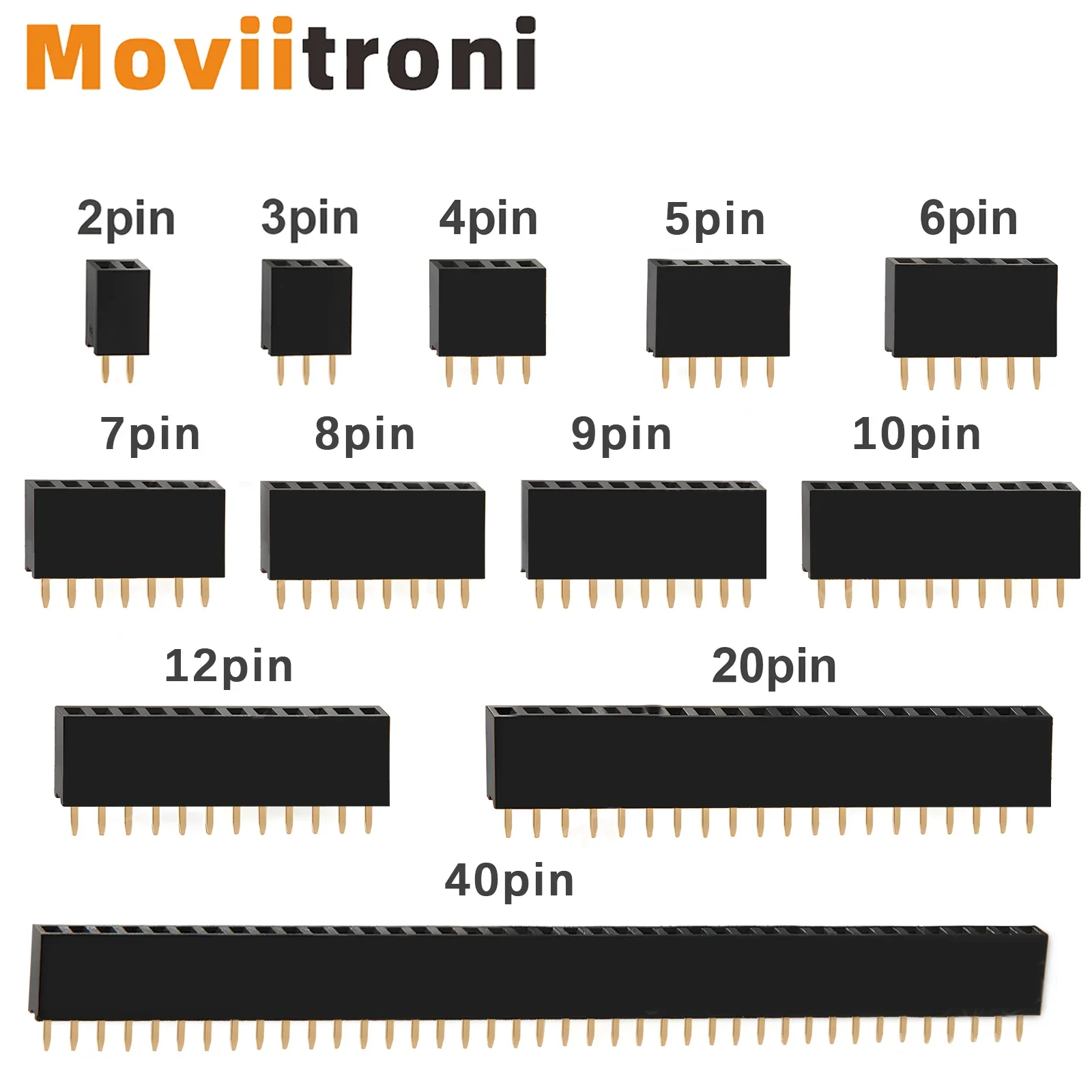 155Pcs 2.54mm Straight Single Row PCB Board Female Pin Header Socket Connector Strip Assortment Kit for Arduino Prototype Shield