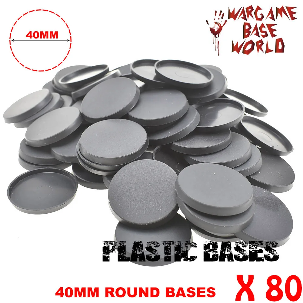 

80PCS Round 40mm Plastic Bases for Citadel Miniatures, Durable Gaming Miniatures Model Kits