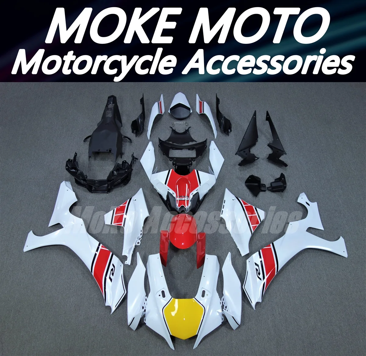 

Moke moto Motorcycle Fairings Kit Fit For Yzf R1M R1 2020 2021 2022 2023 2024 Bodywork Set Abs White Red The 60th Anniversary