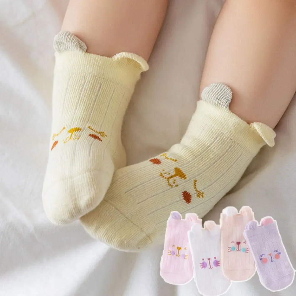 8Pairs الدب آذان الطفل الجوارب القطنية القط أرنب الخريف الربيع دارى قصيرة جوارب أنبوبية لطيف تنفس الأطفال الكرتون الجوارب