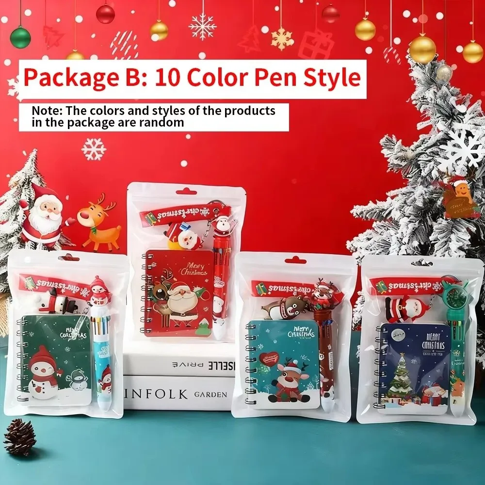 Perfect 3-in-1 Christmas Stationery Set Decorative Keychain Gel Pen Holiday Gift Set Santa Snowflake Xmas Gift Bundle For
