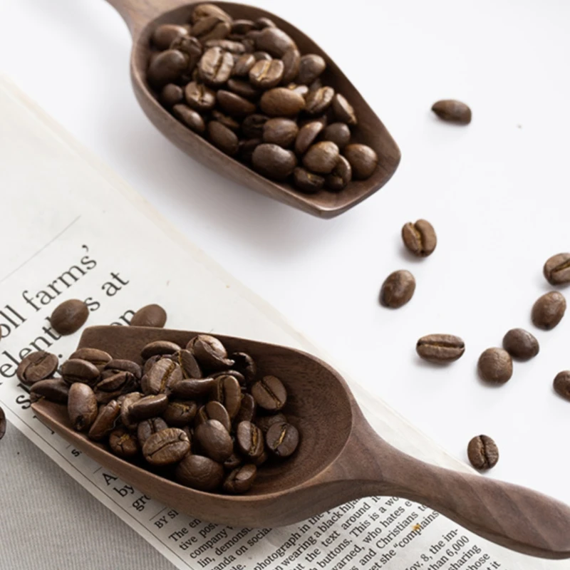 Black walnut solid wood whole wood coffee bean spoon shovel rice shovel odor-free wooden log wind small wooden shovel tea