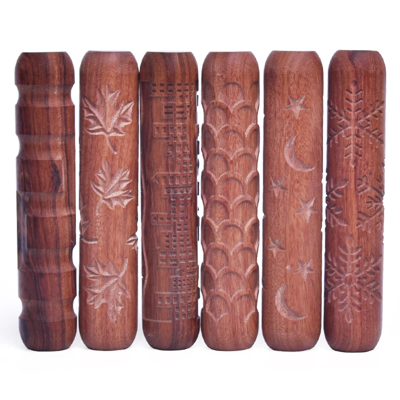 Pottery Tool Ceramic Wood Carving Texture Mud Roller Pressed Pattern Rod Rolling Pin Embossed stamps Polymer Clay Modeling Tools