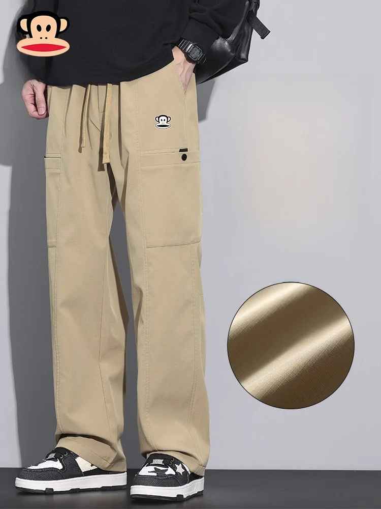 

Мужские повседневные брюки Paul Frank свободного прямого кроя, весна-осень, американский стиль, для отдыха и работы, с карманами, средняя посадка на талии