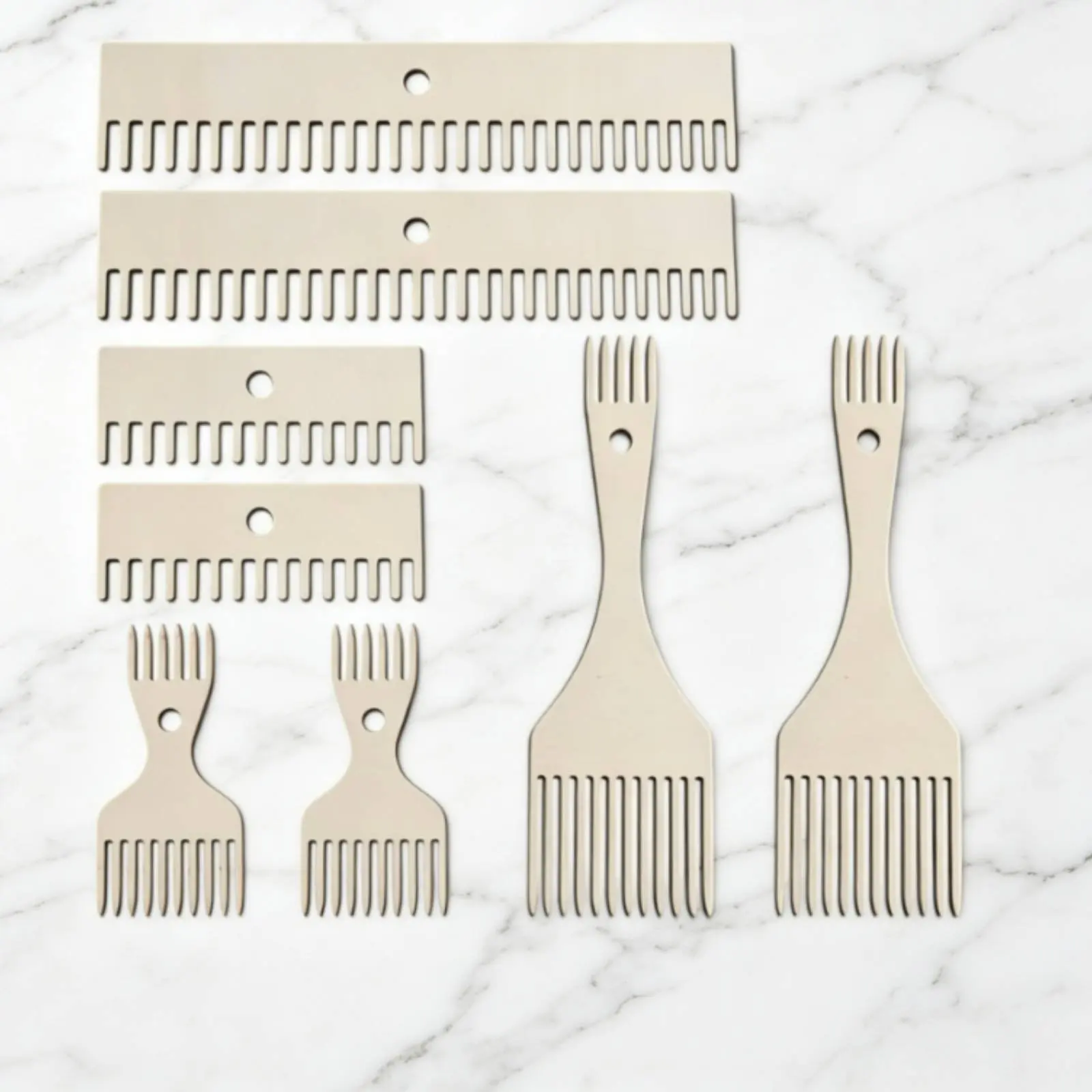 8 Pieces Wooden Weaving Comb DIY Double Ended Weaving Comb Craft Tool Portable Ergonomic Grip for Fringe Making