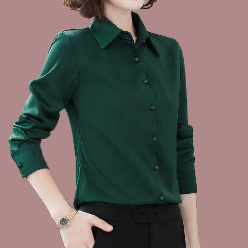 Temperament Polo Neck Long Sleeve Slim Basic Blouse Spring New Solid Simplicity Elegant Shirt Tops Vintage Fashion Women Clothes