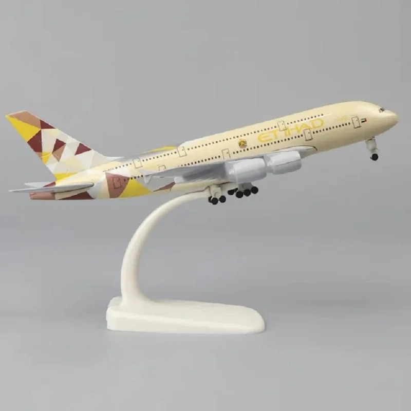 New Metal airplane model 20cm 1:40 Etihad A380 Metal Replica Alloy Material Aviation Simulation Children Boys Gift