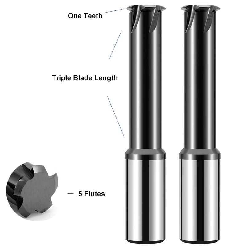 AZZKOR HRC65 Einzel-/Drei-/Vollgewinde-Wolframstahl-Hartmetall-Gewindfräser mit schwarzer Nano-Beschichtung, CNC-Bearbeitungszentrum-Werkzeuge – Detail 5