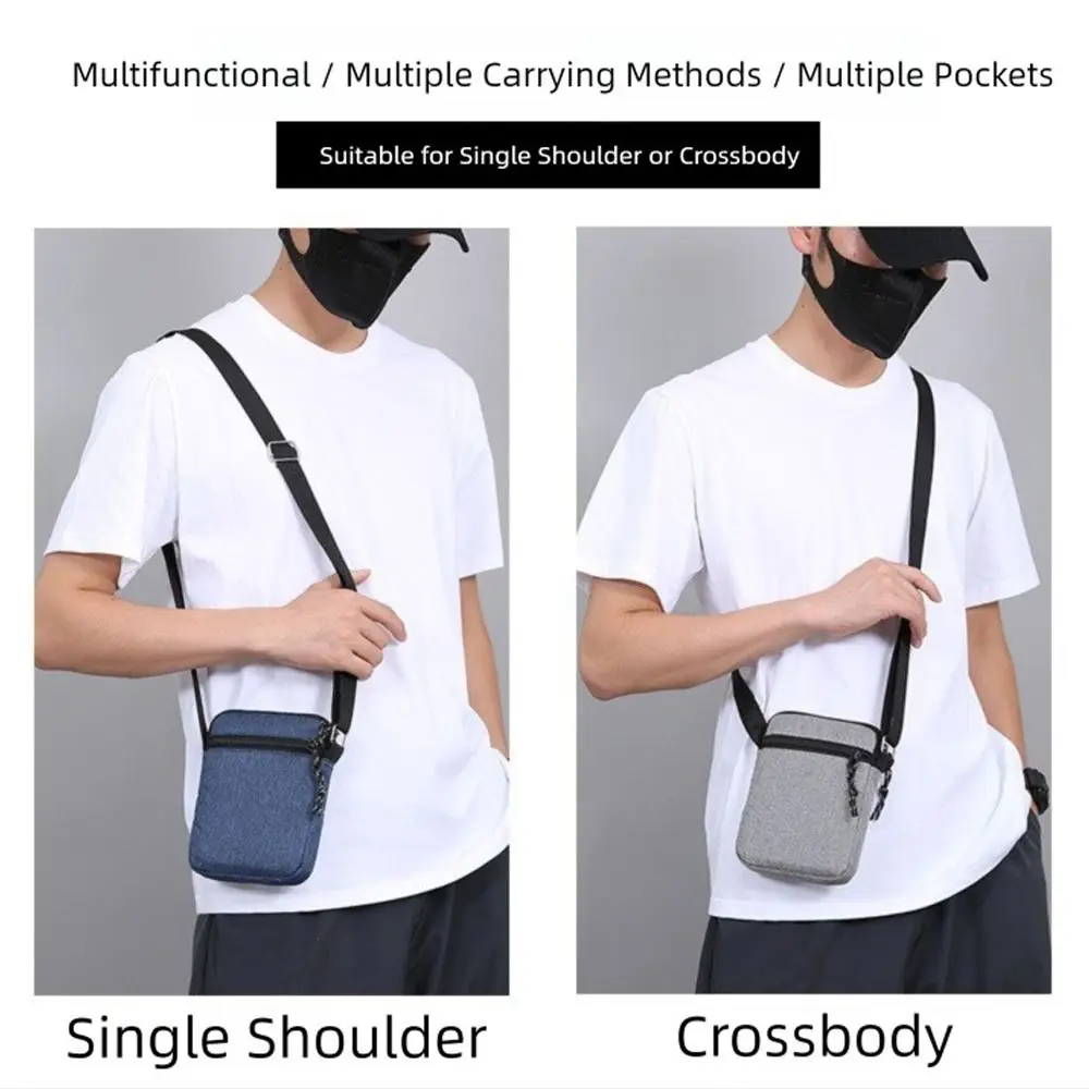 Casual Oxford Cloth Shoulder Bag Solid Color Adjustable Crossbody Bag Multiple Compartments Mobile Phone Bag for Men