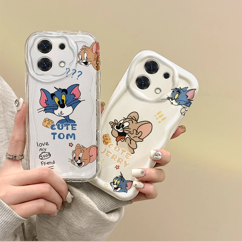 Hot T-Tom And J-Jerry Transparent Phone Case For Redmi Note 13 12 11 ProPlus 10 9 Pro 14C 13C 12C 11S 10A K70 TPU Non-Slip Cover