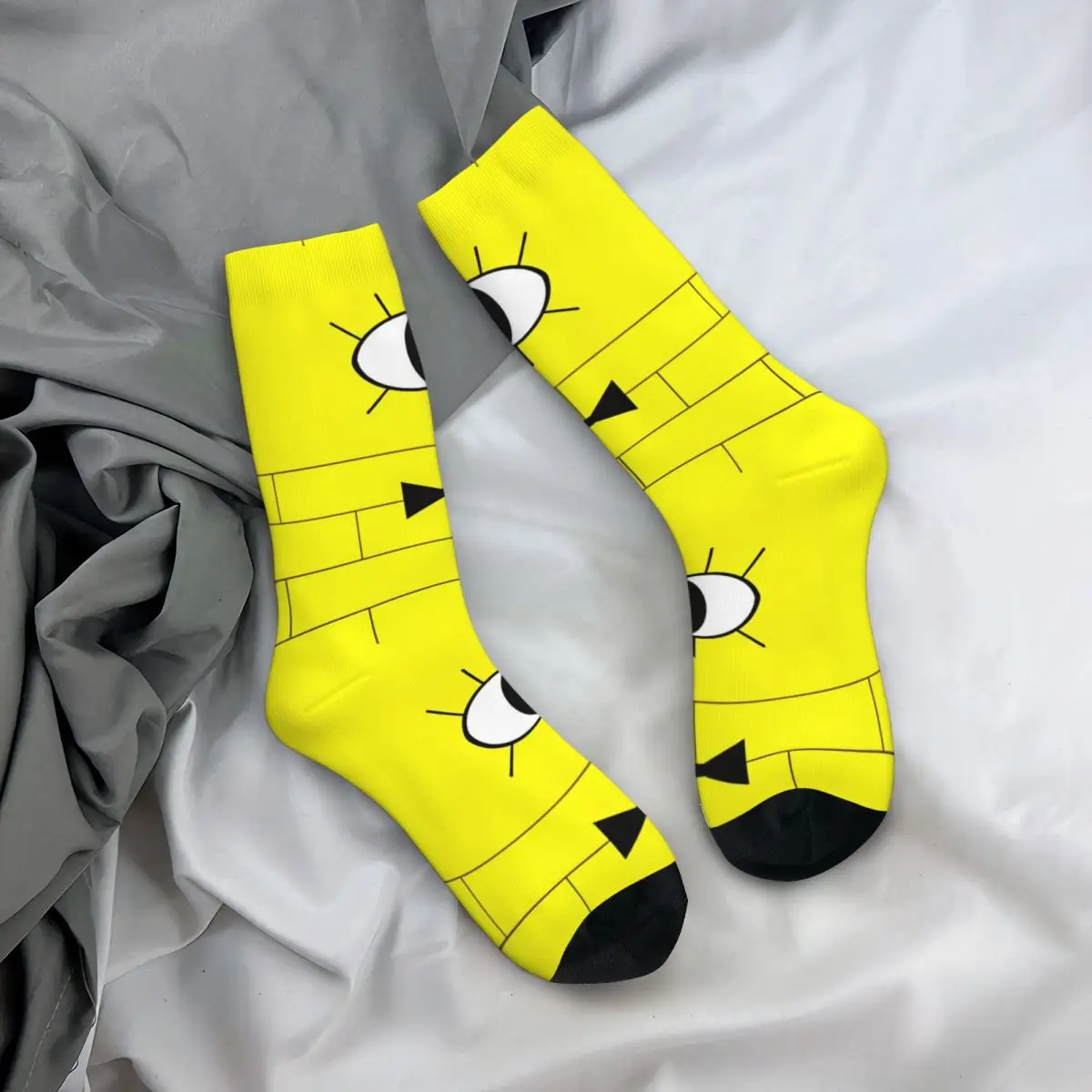 Cool Bill Cipher Gravity Fall Inspired Graphic Basketball Socks Polyester Crew Socks for Women Men Breathable