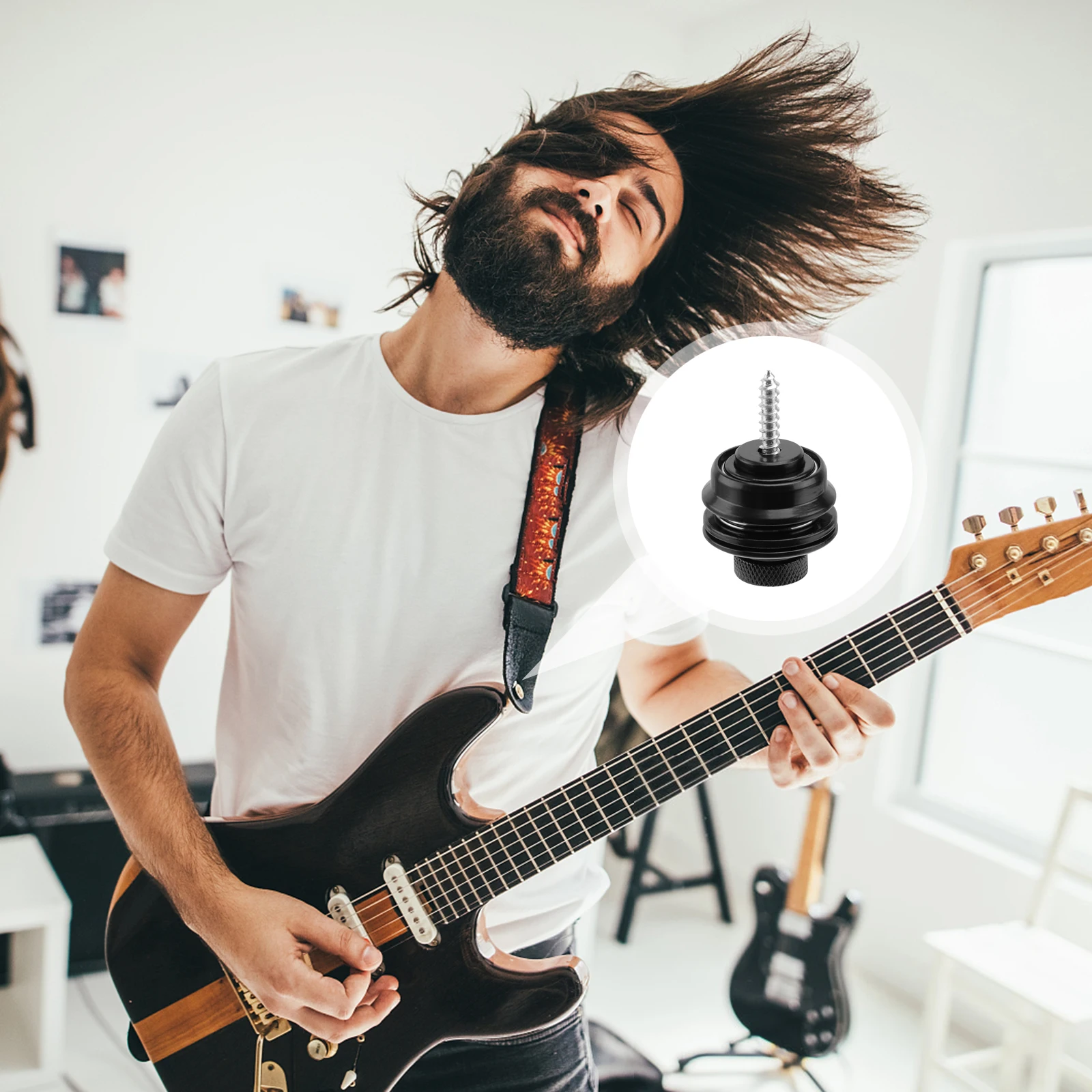 

Guitar Strap Buckle Lock Aroma Electric Accessories Black Buttons Locks Acoustic Non-slip