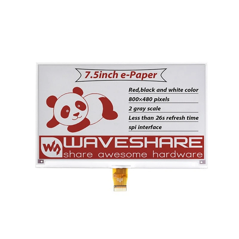 

Waveshare 7.5 Inch E-Ink Display 800×480 Red Black White E-Paper Screen For Raspberry Pi Series Mainboard Jetson Nano RDK X3