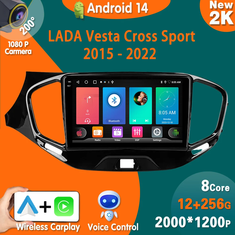 

Android 14 For LADA Vesta Cross Sport 2015 - 2022 Car Radio Stereo Multimedia Video Player Navigation GPS