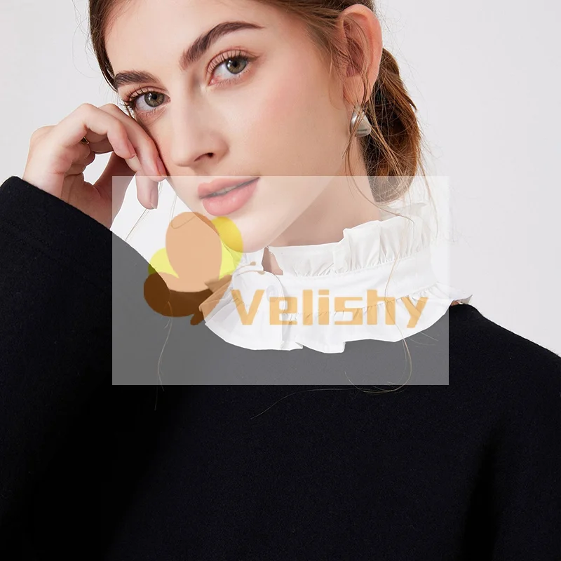 

Fashion Ruffles Button Fake Collar For Women Stand Detachable Collar Fake Girls Wristband Fake Cuff Accessories