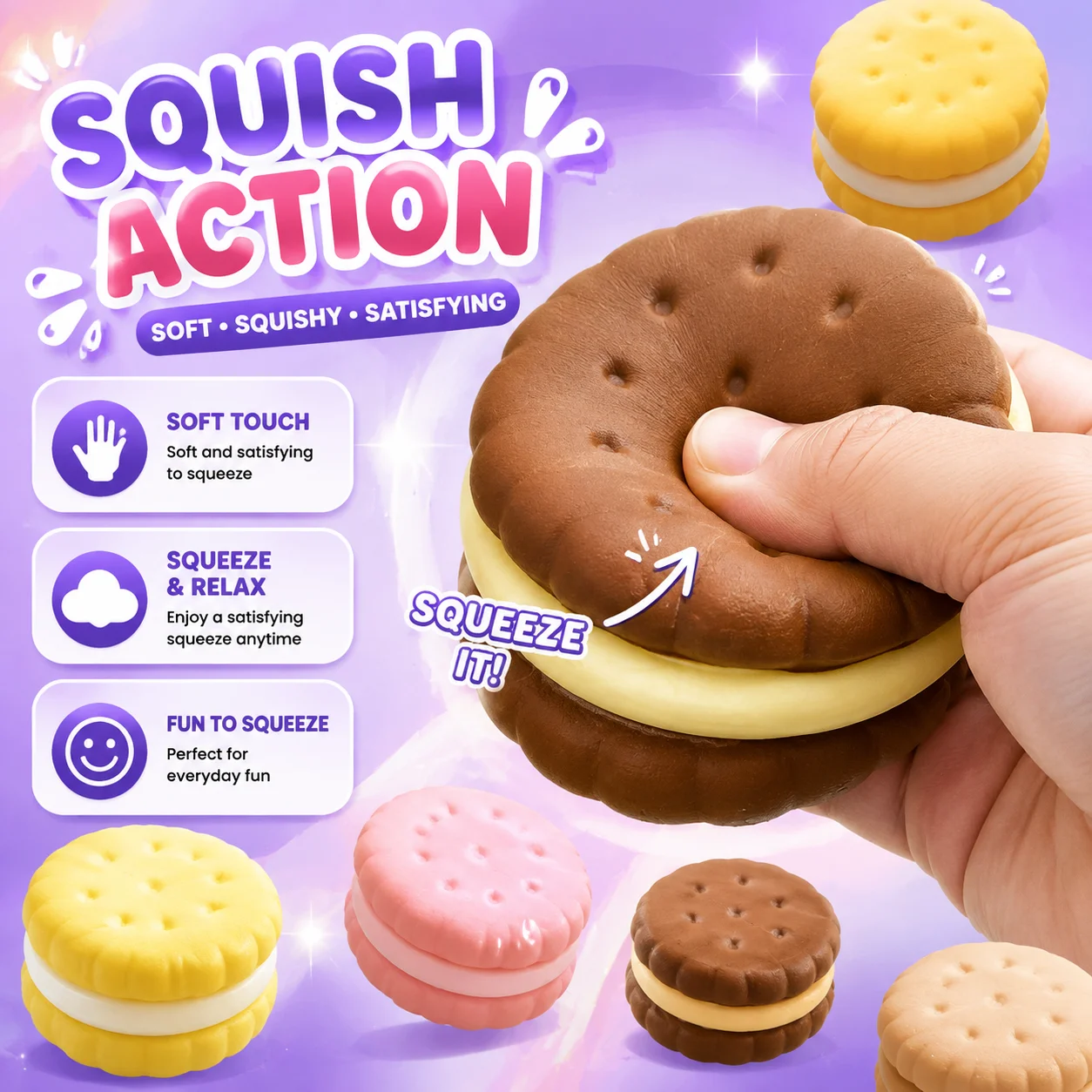 Sensory Fidget Toys Squishy Simulated Cake Slow Rising Stress Relief Squeeze Anxiety ADHD Autism Adult ASMR Fun