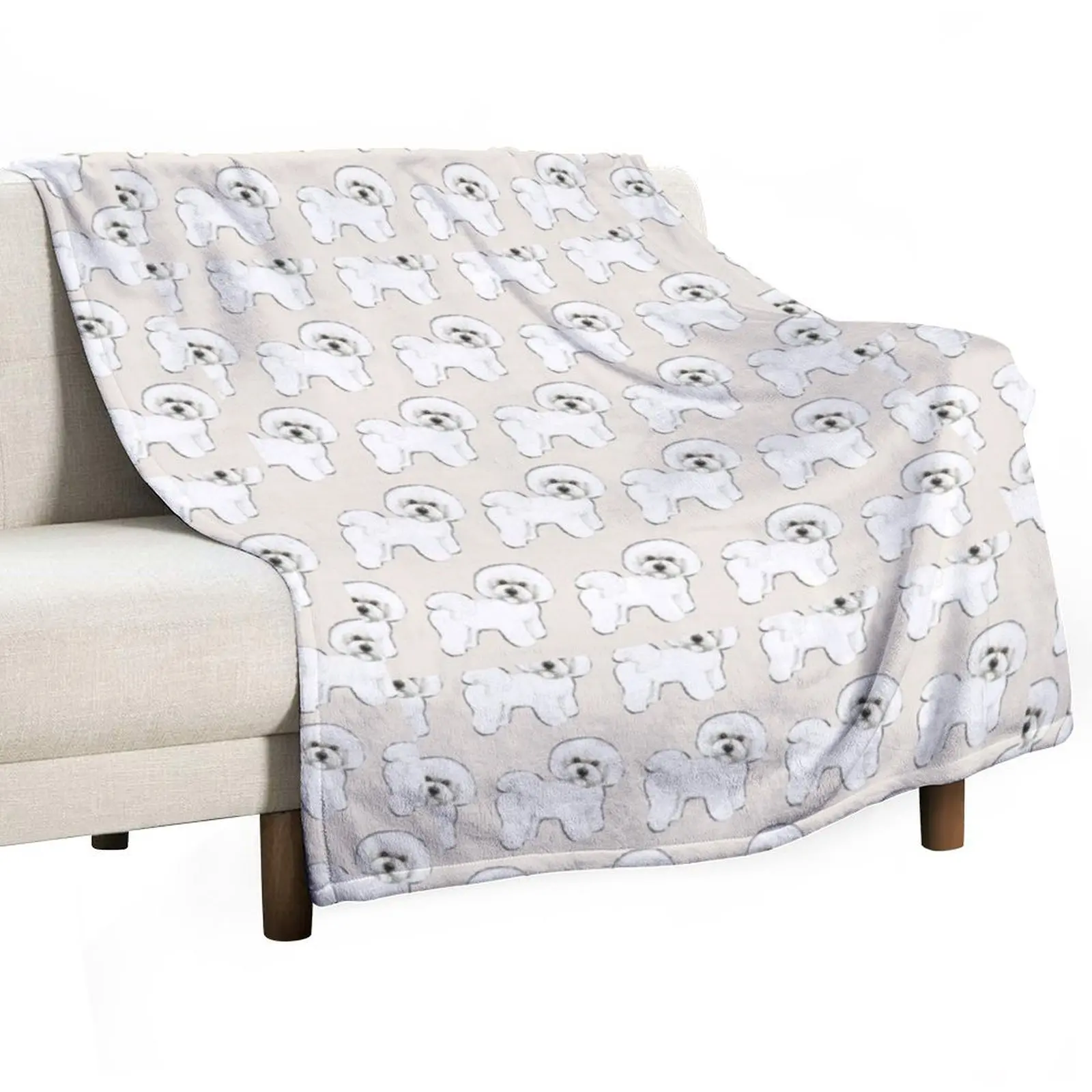 

Bichon Frise on Cream Throw Blanket Single Comforter Hairy Sofa Quilt Blankets