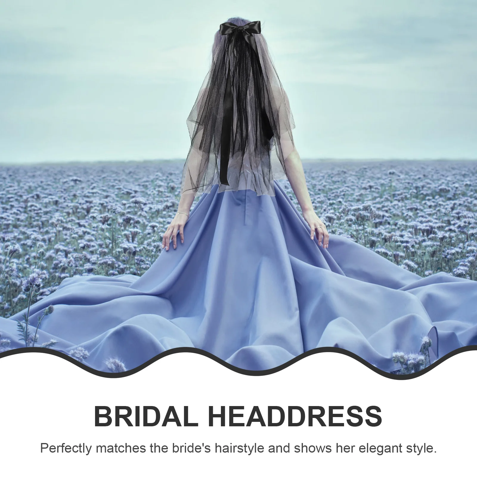 شبح طرحة زفاف كبيرة Bowknot هالوين زي خوذة المرأة الشاش قصيرة الدانتيل الحجاب الزفاف حزب تأثيري التبعي