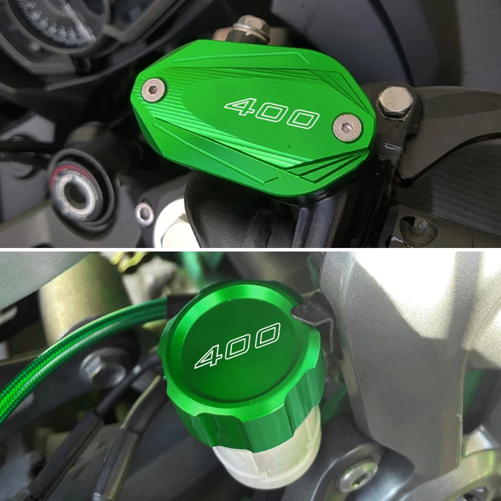 For Kawasaki Ninja400 Z400 Ninja 400 2018-2024 2023 Motorcycle CNC Front Rear Brake Fluid Reservoir Cover Engine Oil Filler Cap