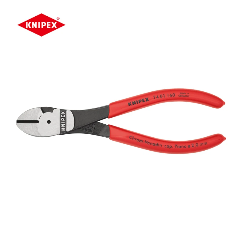 

KNIPEX High Leverage Diagonal Cutter 6.3" Plastic Grip Diagonal Cutting Plier Standard Cut Oval 7401160