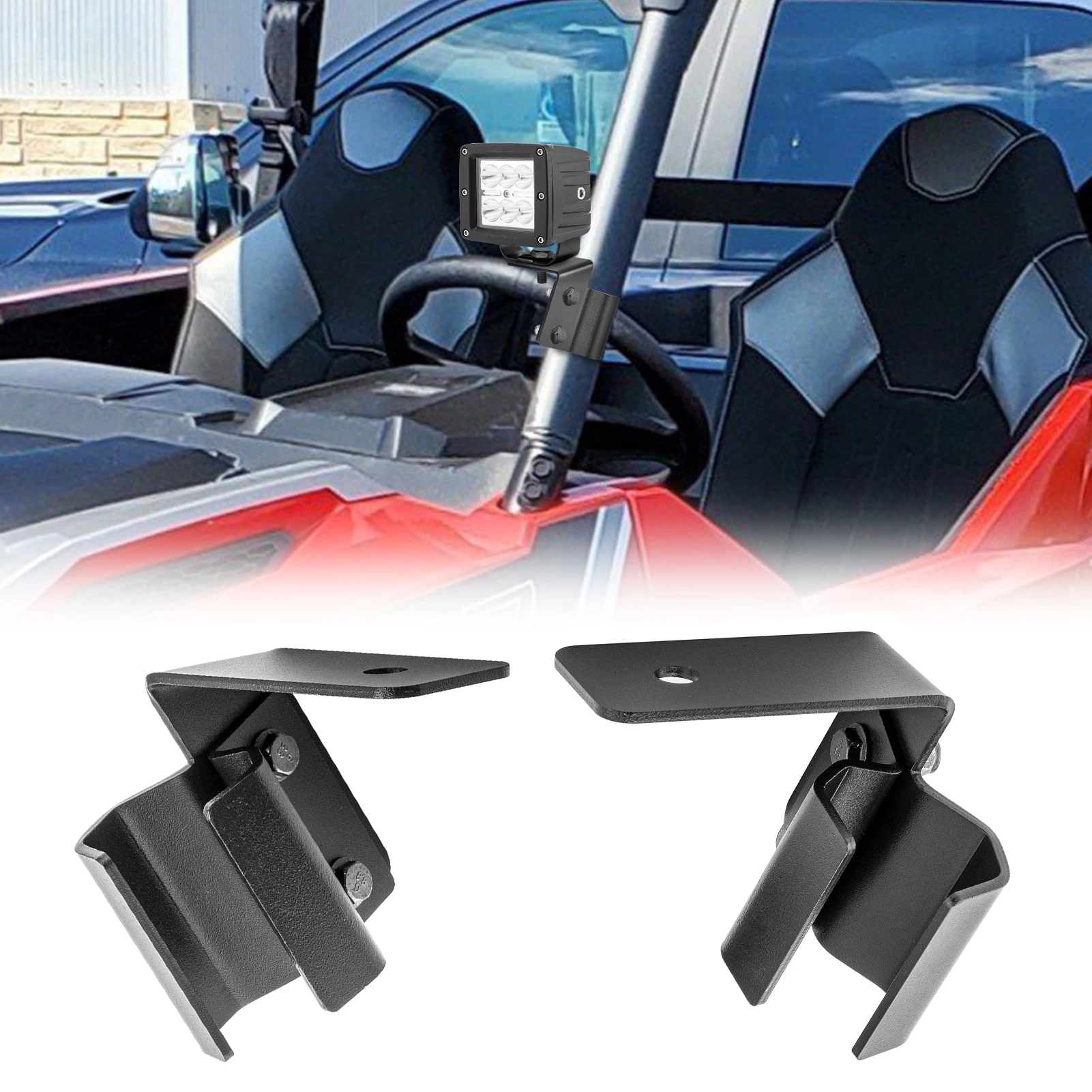 

Кронштейн светодиодного фонаря на стойке подходит для вспомогательных светодиодных фонарей/рабочих фонарей для Polaris Ranger и General W/ Pro Fit Cage 2015-2025