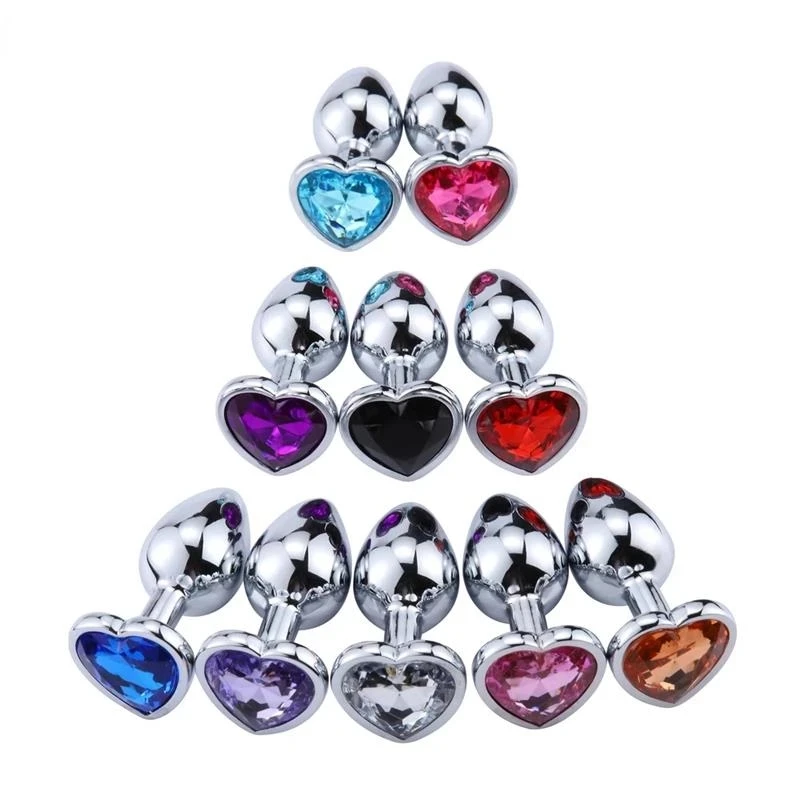 Heart shaped metal anal plug Sex Toys Stainless Smooth Steel Butt Plug Tail Crystal Jewelry Trainer For Women/Man Anal Dildo