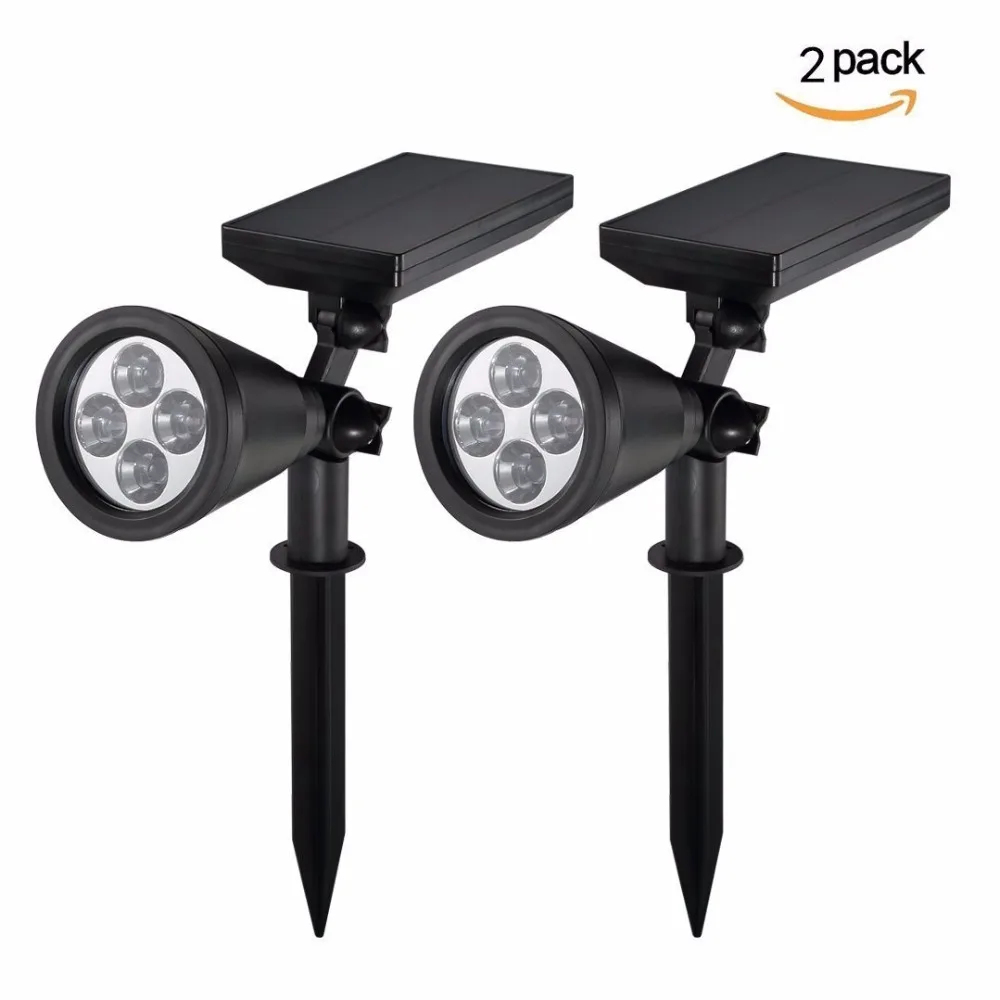 2PACK Solar Power 4 Bright LED White/Warm White RGB  Automatic Switch Outdoor Garden Path Park Lawn Lamp Landscape Spot Lights